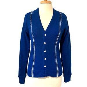 Classic Vintage Campus Orlon Blue Unisex  Varsity Style Cardigan